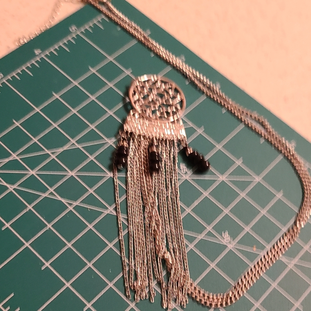 American Vintage Silver and Black Tassel Necklace - Picture 4 of 8